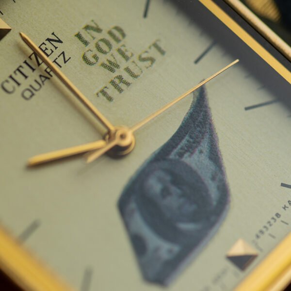 Vintage 1980 Citizen Custom 100 USD | ساعة ستيزين فنتج 1980 بتصميم يحاكي ورقة الـ100 دولار